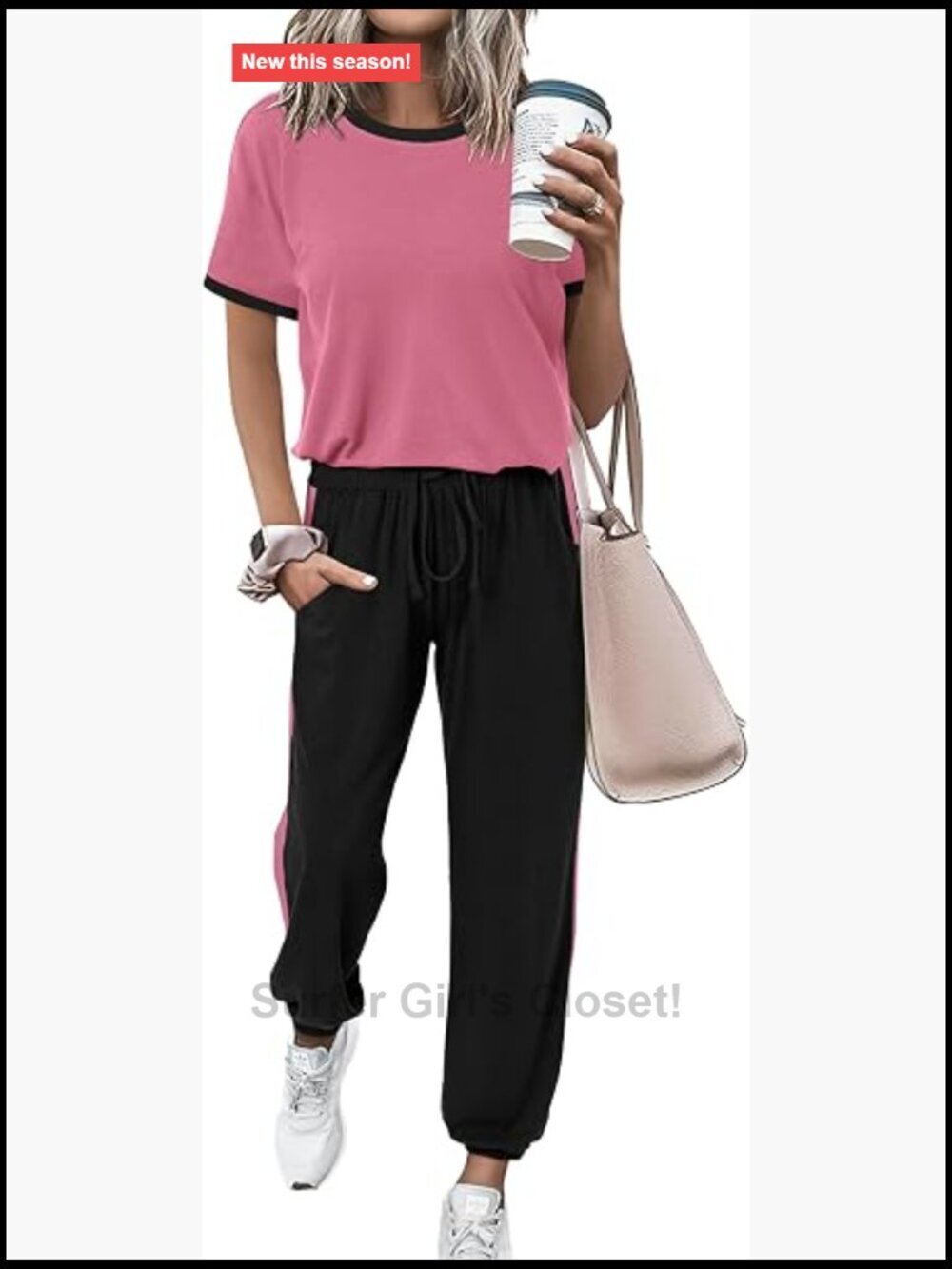 2 Piece Lounge Set Tracksuit Short Sleeve Top Jogger Pants